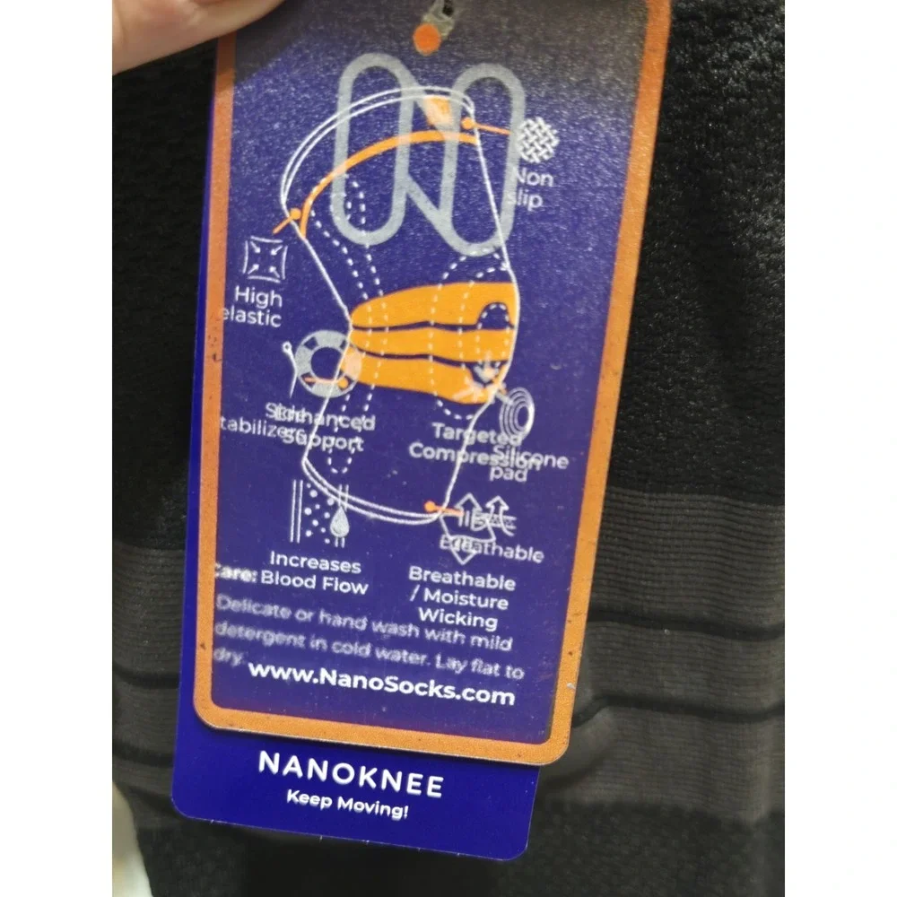 Nano Knee Brace Nanosocks Black Compression Sleeve Stretch NWT